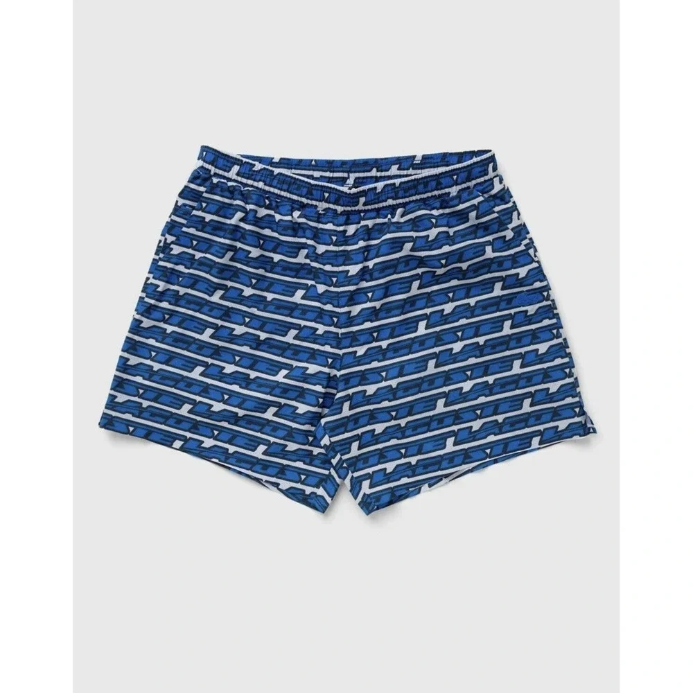 Lacoste Maillot De Bain Blue Swimwear Men's Size Large Black Back Logo And Print